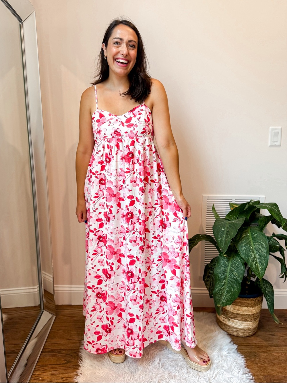 Cupshe White and Pink Floral Maxi Dress